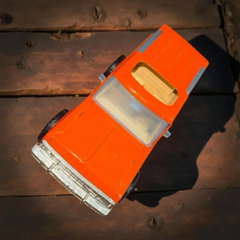 Vintage 80s Nylint Ford Bronco Truck Pressed Steel Bass Chaser Orange 8”